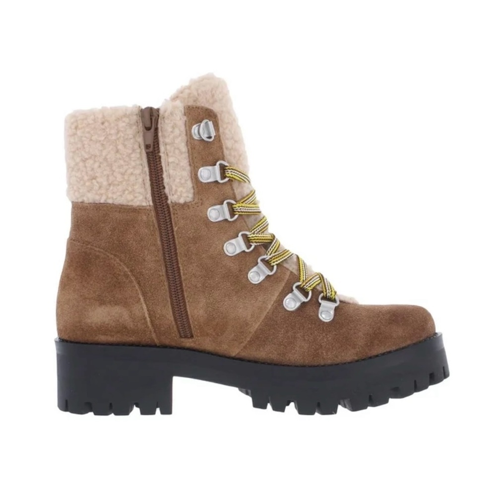 Brown Suede Ankle Boots with Shearling Lining